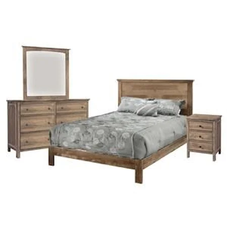 Queen Bed, Dresser, Mirror, 3 Drawer Nightstand